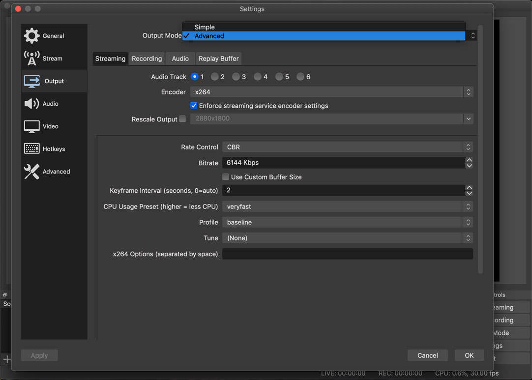 keyframe interval obs studio