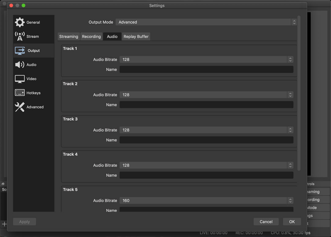 obs studio recording settings